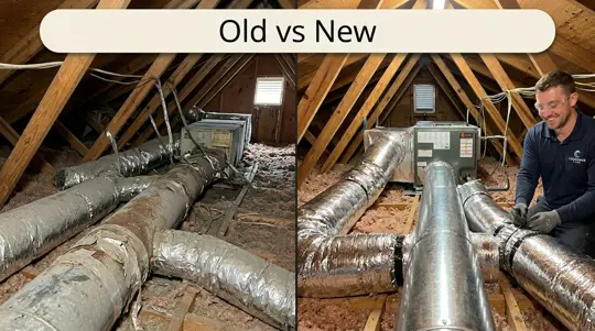man cleaning air vent